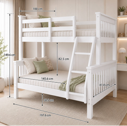 Triple sleeper bunk bed wooden - bunk,