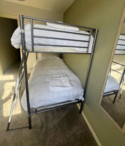 Grey metal single bunk - metal,
