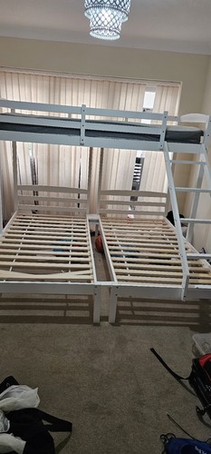 White wooden single - white, bed