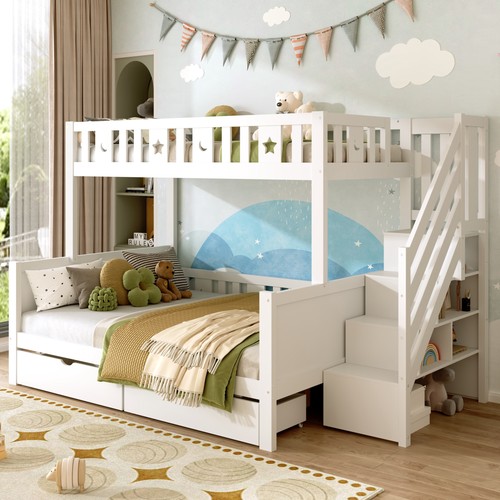 Wood bunk bed - bed, single
