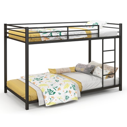 Gymax metal bunk bed low - bunk,