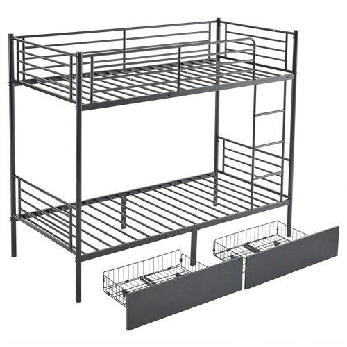 Black twin bunk bed - bunk, frame