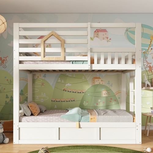 Wooden bunk bed 3ft - wooden, single