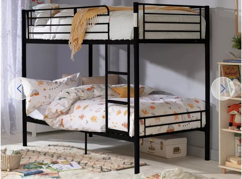 Black metal single bunk - black,
