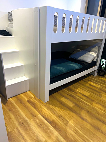 White wooden children bunk - children's,