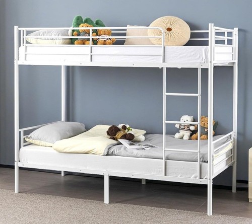 Metal bunk bed single white - bed,,