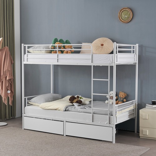 White metal bunk bed - metal, with